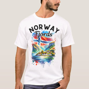 Camiseta Cruzeiro dos Fiordes da Noruega Bandeira Noruegues