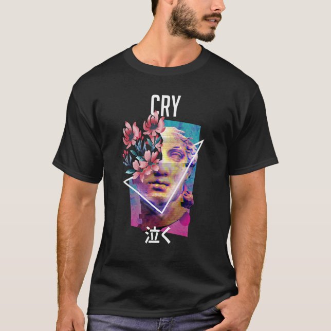 Camiseta Cry Vaporwave Aestética Japonês E Girl (Frente)