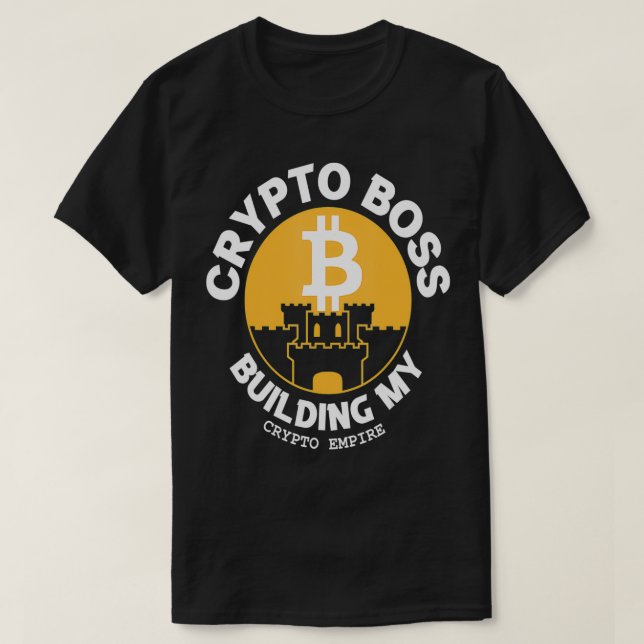 Camiseta Crypto Boss Construindo meu Bloco de Bitmoeda Cryp (Frente do Design)
