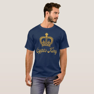 Camiseta Crypto King em Azul Marinho e Dourado