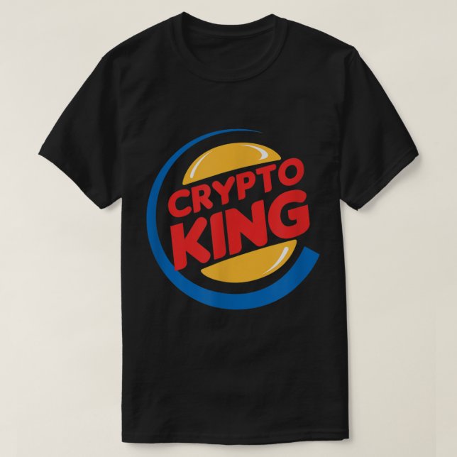 Camiseta Crypto King Funny Parody Design (Frente do Design)