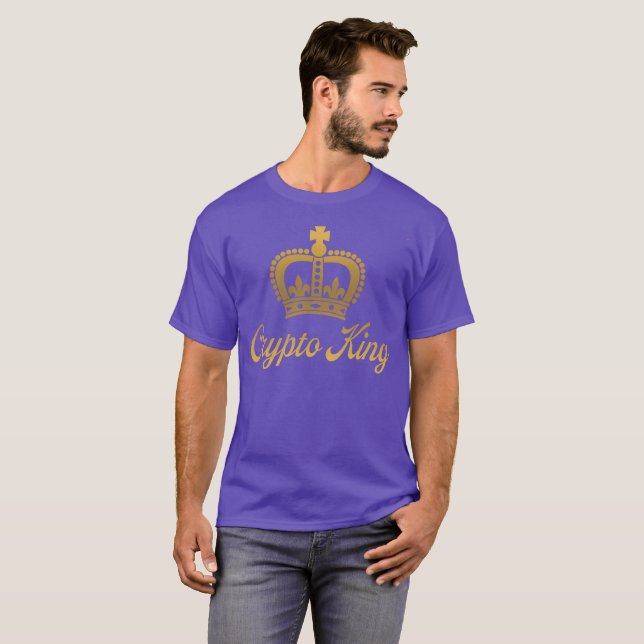 Camiseta Crypto King T-Shirt em roxo e Dourado (Frente Completa)