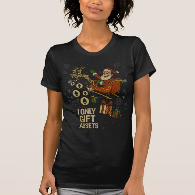 Camiseta Crypto Sleigh Ride™ Santa Dropping ETH Gifts X-Mas (Frente)