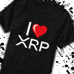 Camiseta Cryptocurrency I Love XRP Crypto Cote Coração