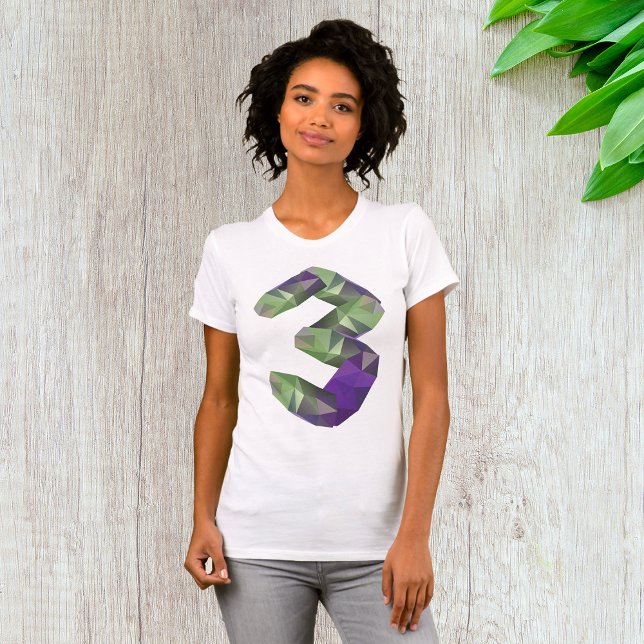 Camiseta Crystal Font Number 3 Womens T Shirt (Criador carregado)