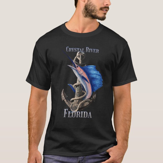 Camiseta Crystal River Flórida Peixe Espada Marlin Oceano P (Frente)