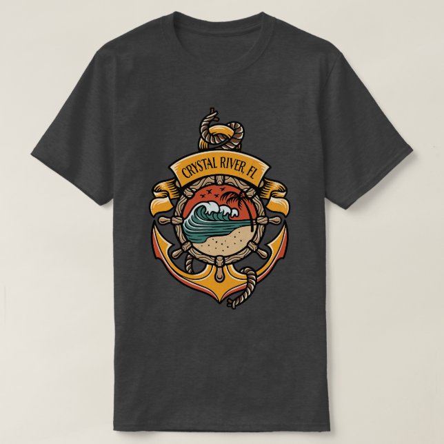 Camiseta Crystal River Florida West Coast Beaches Boating F (Frente do Design)