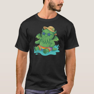 Camiseta Cthulhu bebê se divertindo na água