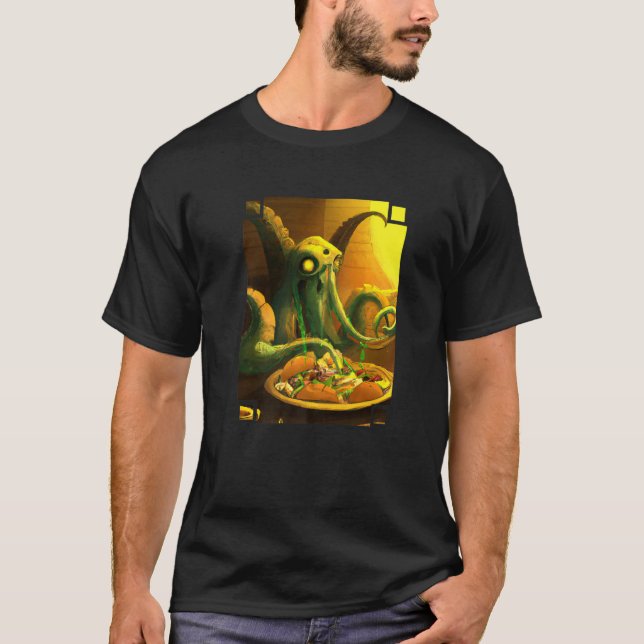 Camiseta Cthulhu Eating A Plate Of Tacos Cthulhu Eating Tac (Frente)