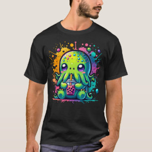 Camiseta Cthulhu Kawaii Anime Alienígena Bubble Tea