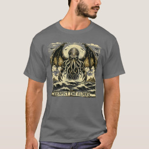 Camiseta Cthulhu Respeite os Anciãos Vintage Horror Cósmico