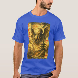 Camiseta Cthulhu Sobre Edo Japonês Vintage Ukiyoe Horror Có