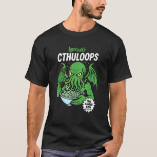 Camiseta Cthuloops Cereais Paródia Engraçada Horror Cosmico