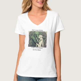 Camiseta Cthulu e sua noiva Lovecraftian T-Neck