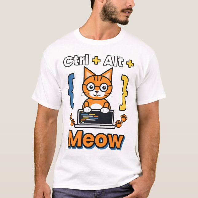 Camiseta Ctrl Alt Meow Programmer Cat Coding (Frente)