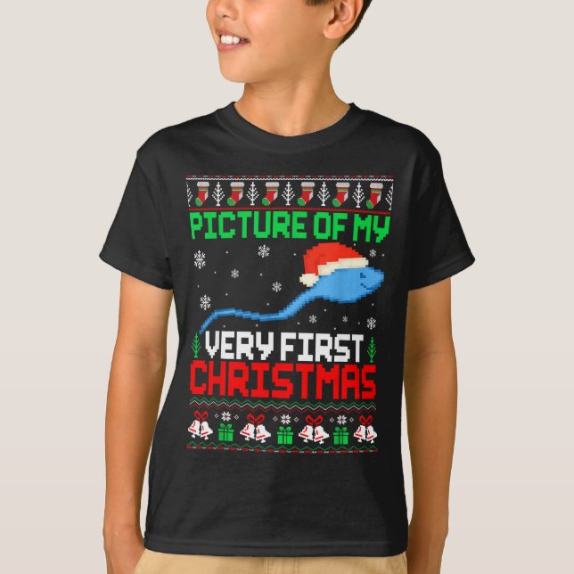 Camiseta Cture Of My Very First Christmas Joke Ugly Xmas Sw (Frente)