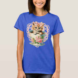 Camiseta Cu-Tea Gato De Teacup Gato De Gatinho Gato