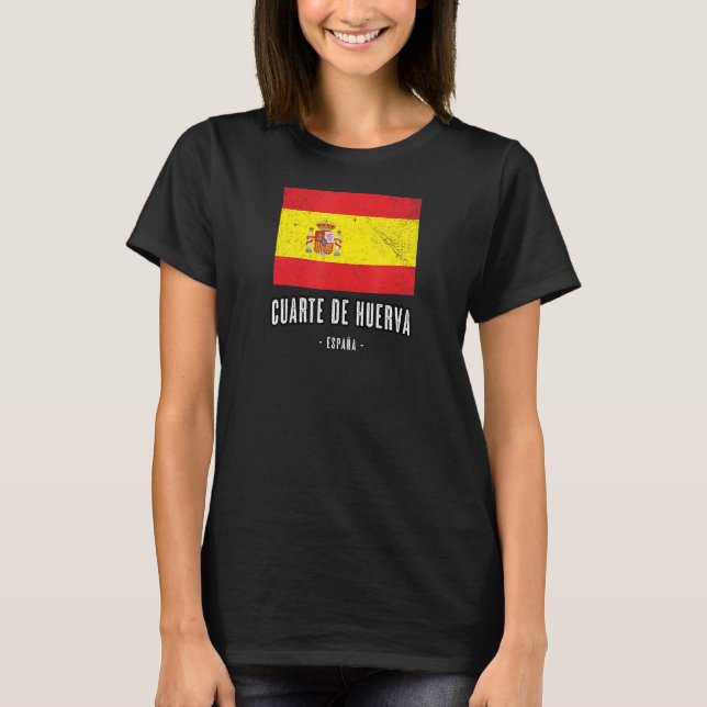 Camiseta Cuarte De Huerva Espanha Es Flag City Bandera Ropa (Frente)