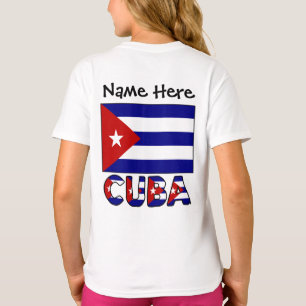 Camiseta Cuba Azul Escuro Bandeira Cubana Personalizada 