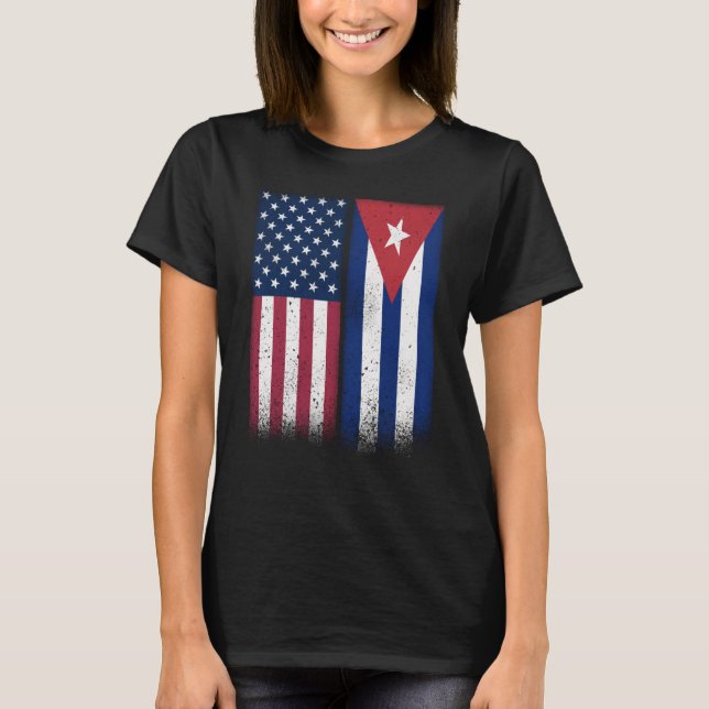 Camiseta Cuba: Bandeiras Cubanas Americanas Orgulhosas dos  (Frente)