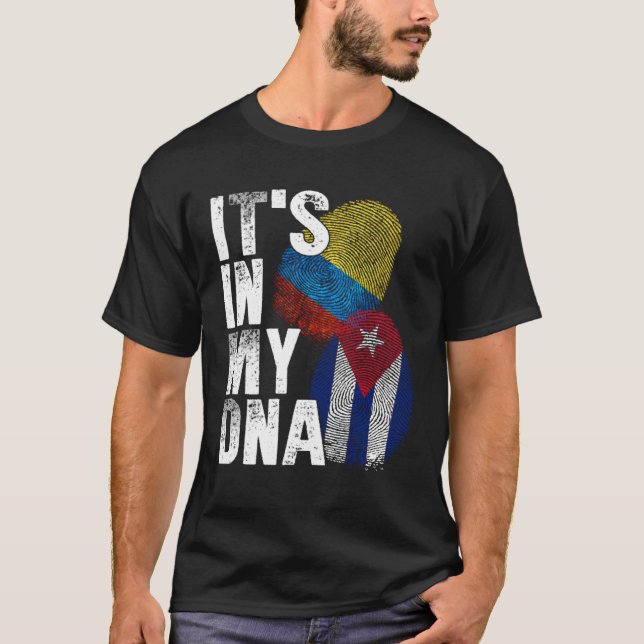 Camiseta Cuba Colombia It s In My DNA Colombian Pride Cuban (Frente)