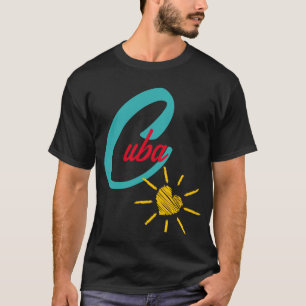 Camiseta Cuba com coração de sol