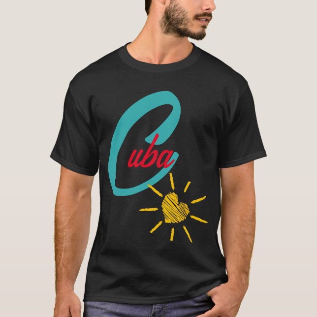 Camiseta Cuba com coração ensolarado (Frente)
