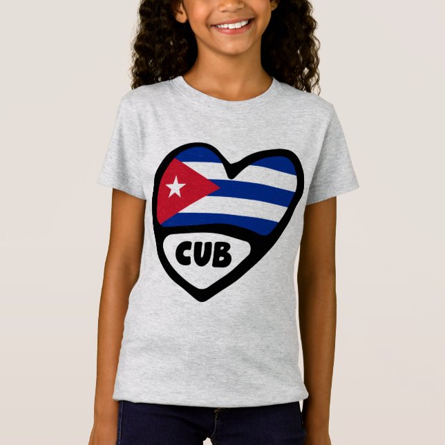 Camiseta Cuba Country Code Flag Heart, CUB (Frente)