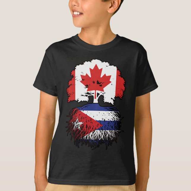 Camiseta Cuba Cuba Cuba Canadá: Bandeira de Raízes de Árvor (Frente)