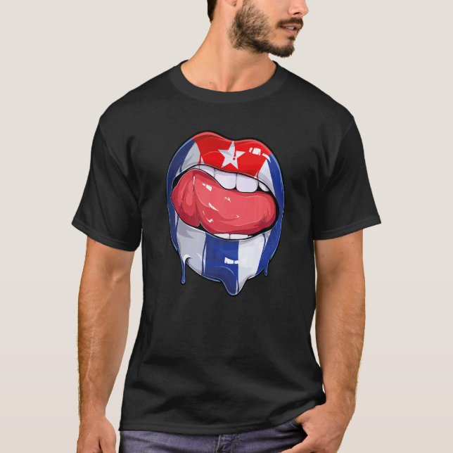 Camiseta Cuba Fan Flag Mouth Soccer Cuba (Frente)