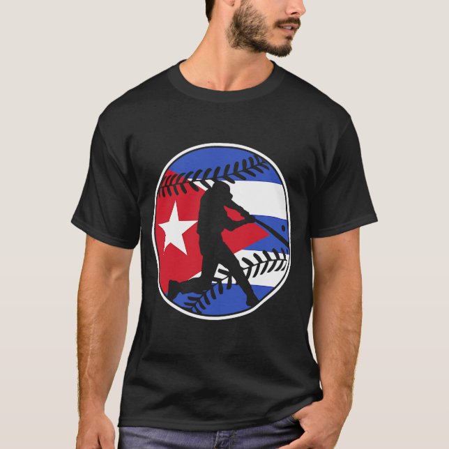 Camiseta Cuba Flag Baseball Hitter Cuban Flag (Frente)