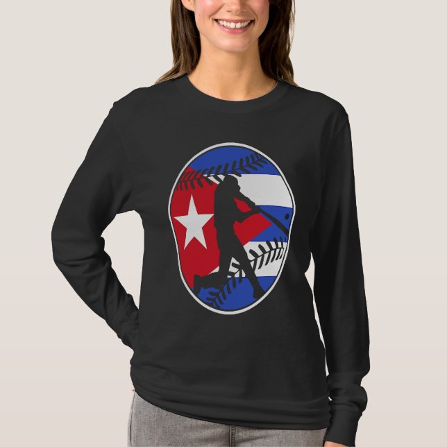 Camiseta Cuba Flag Baseball Hitter Cuban Flag (Frente)