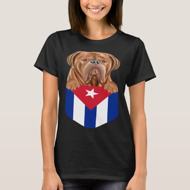 Camiseta Cuba Flag Dogues de Bordeaux Dog In Pocket (Frente)