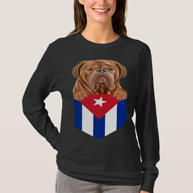 Camiseta Cuba Flag Dogues de Bordeaux Dog In Pocket (Frente)
