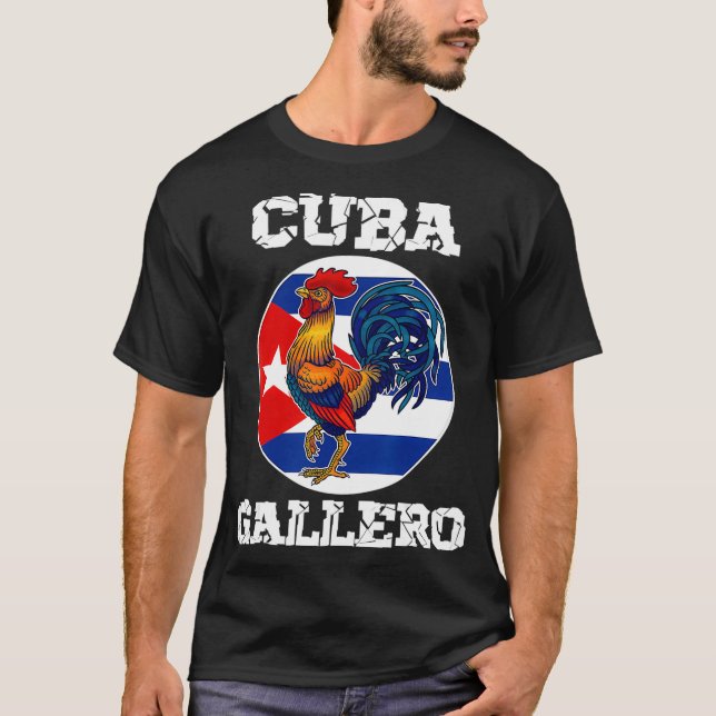 Camiseta Cuba Gallero Cuban Flag Rooster Cockfighting  (Frente)