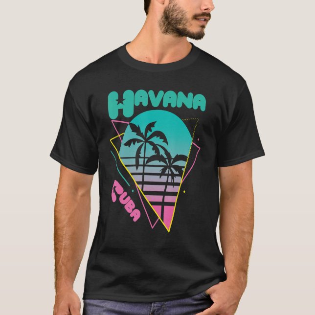 Camiseta Cuba Havana Palm Tree Caribe Lar Cubano (Frente)