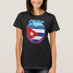 Camiseta Cuba Heart Retro Havana Caribe Bandeira Cubana