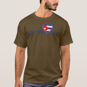 Camiseta Cuba Heartbeat Flag Pulse Nacionalidade Cubana