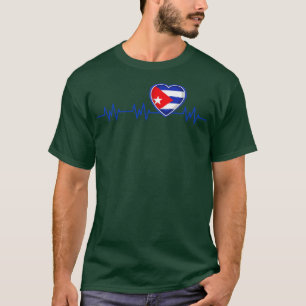Camiseta Cuba Heartbeat Flag Pulse Nacionalidade Cubana