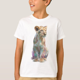 Camiseta Cuba Leãozinho Colorido Aquarela Crianças