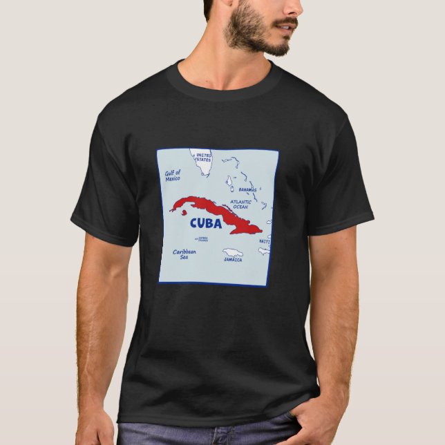 Camiseta Cuba Map em cores de bandeira. Países e território (Frente)