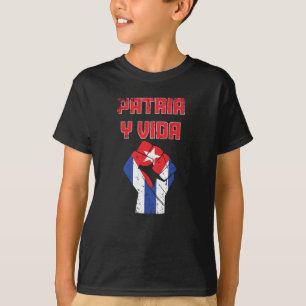 Camiseta Cuba Patria Y Vida Bandeira Cubana T-Shirt