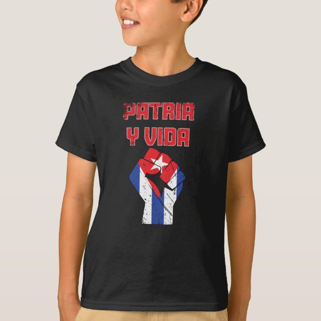 Camiseta Cuba Patria Y Vida Bandeira Cubana T-Shirt (Frente)