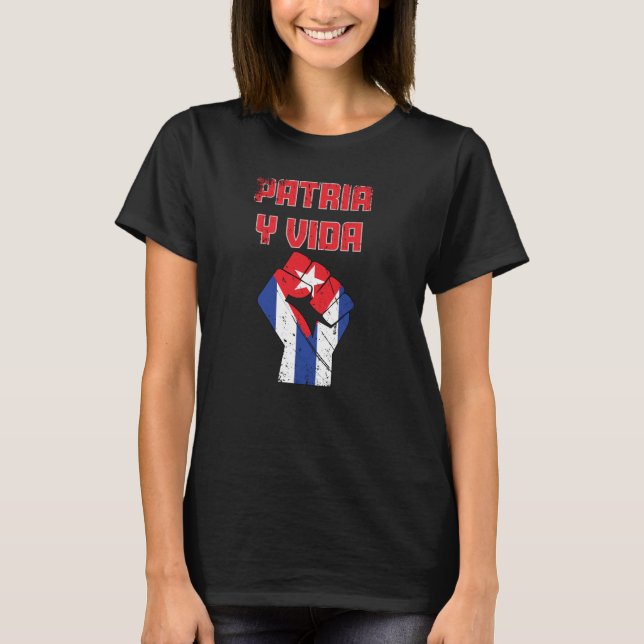 Camiseta Cuba Patria Y Vida Cubana Bandeira T-Shirt (Frente)