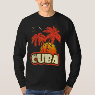 Camiseta Cuba Summer Palm Trees 80s Beach Sunset