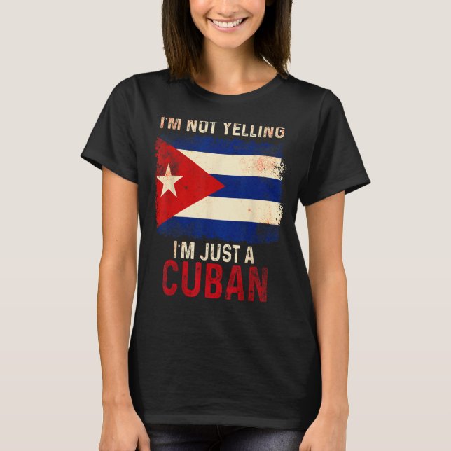 Camiseta Cuba  Yelling Cuban Flag Havana (Frente)
