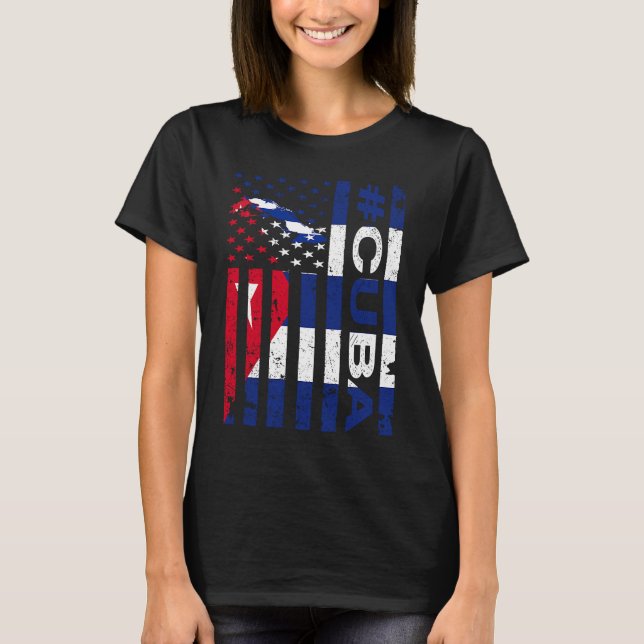 Camiseta Cuban American Flag  Cuba USA Pride (Frente)