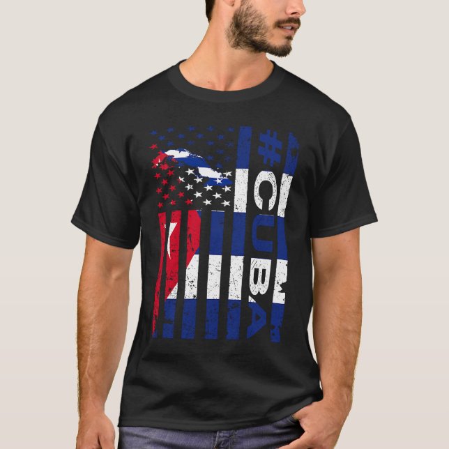 Camiseta Cuban American Flag  Cuba USA Pride (Frente)