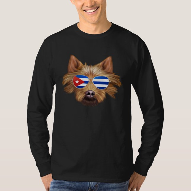 Camiseta Cuban Flag Australian Terrier Dog Cuba Pocket (Frente)