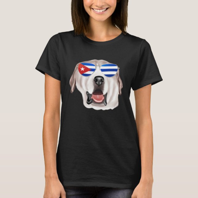 Camiseta Cuban Flag Great Pyrenee Dog Cuba Pocket (Frente)